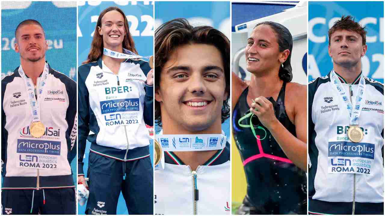 Nuoto, Quadarella, Minisini, Panziera, Ceccon e Martinenghi: quintetto d’oro europeo