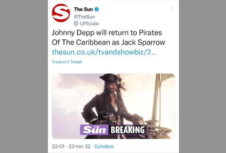 Johnny Depp in Pirati dei Caraibi indiscrezione
