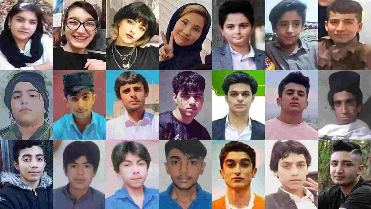 Alcuni dei 43 minorenni assassinati in Iran dalle forze del regime