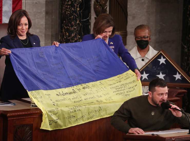 Zelensky bandiera ucraina al Congresso