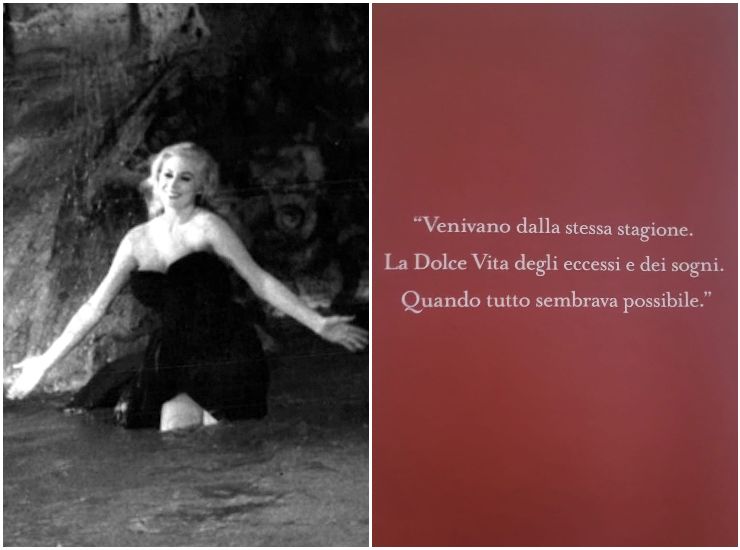 Anita Ekberg in una foto di scena del film di Federico Fellini 'La Dolce vita' che mostra il celebre bagno dell'attrice nella fonatana di Trevi a Roma. ARCHIVIO ANSA