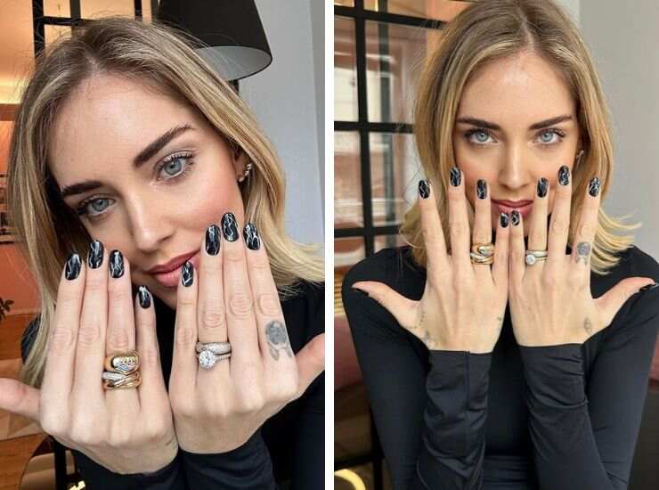 Chiara Ferragni unghie effetto marmo