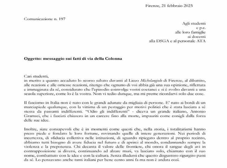 lettera preside savino firenze