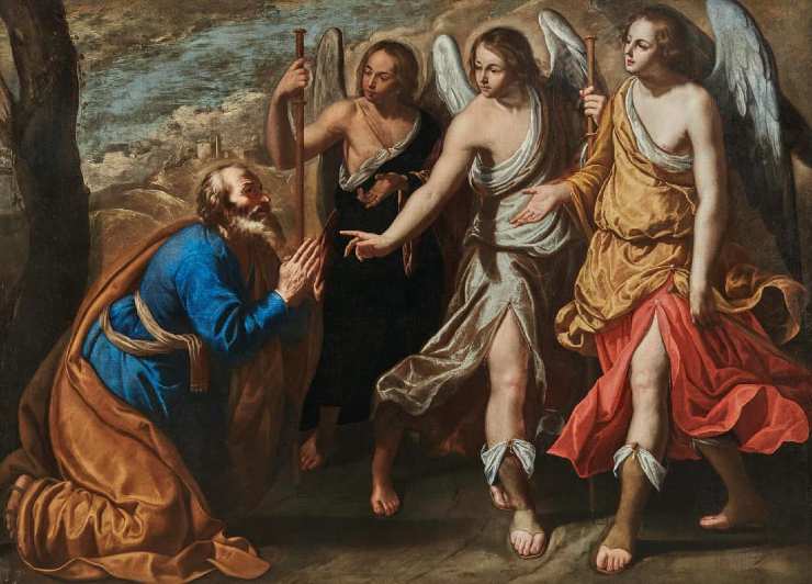 Opera Abramo e i tre angeli di Artemisia