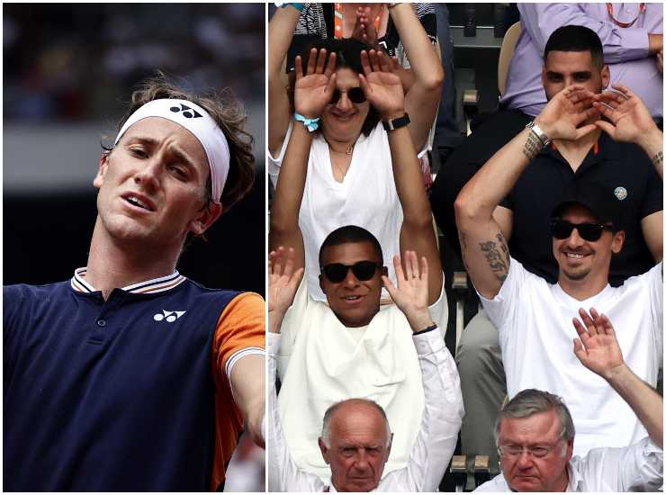 Casper Ruud, Kylian Mbappe, Zlatan Ibrahimovic finale Roland Garros 2023 co Novak Djokovic