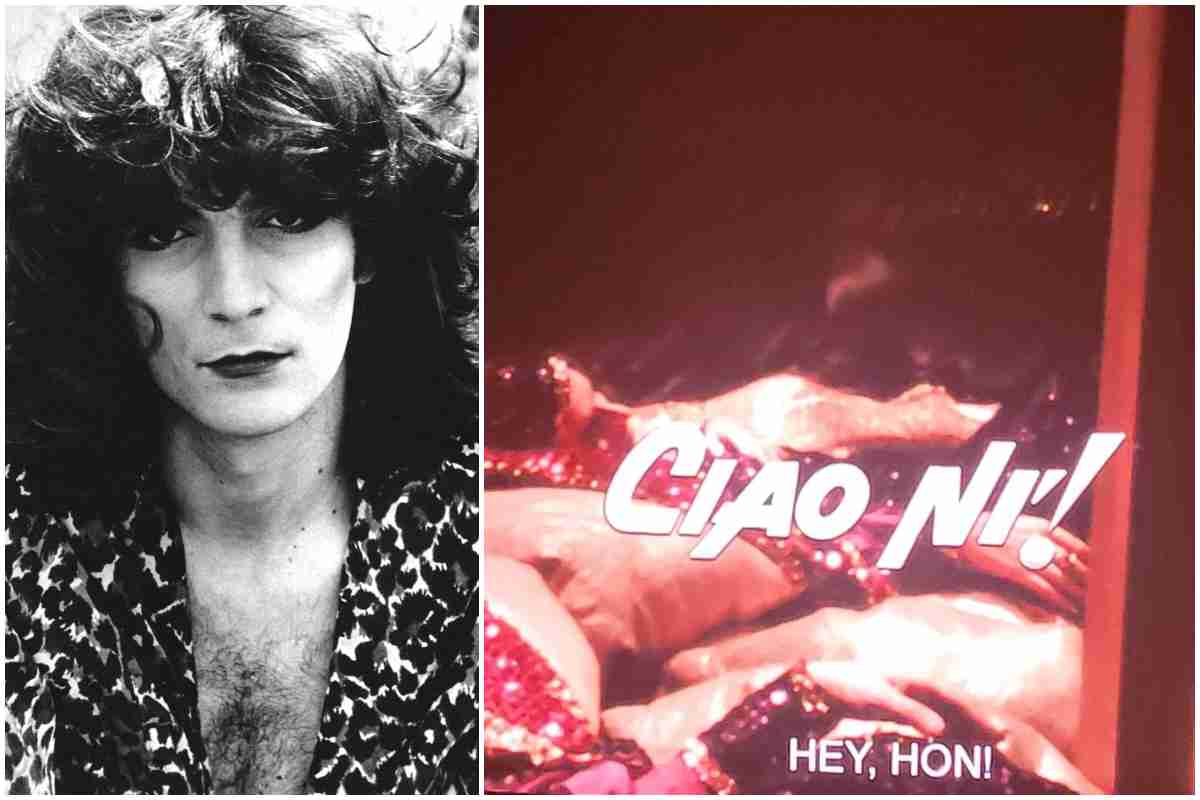 Da sinistra Renato Zero in una foto d'archivio @Ansa del 1978. Il fotogramma con titolo del suo film "Ciao Nì" del 1979 ripresentato alla Festa del Cinema di Roma 2023