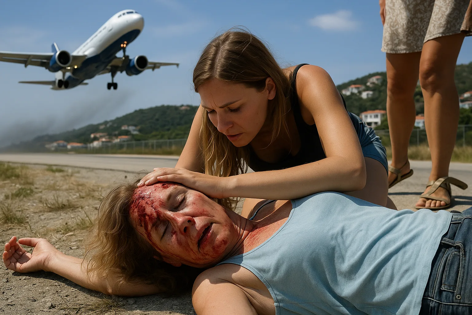 Turiste italiane travolte dal getto di un aereo a Skiathos: una in gravi condizioni con emorragia cerebrale
