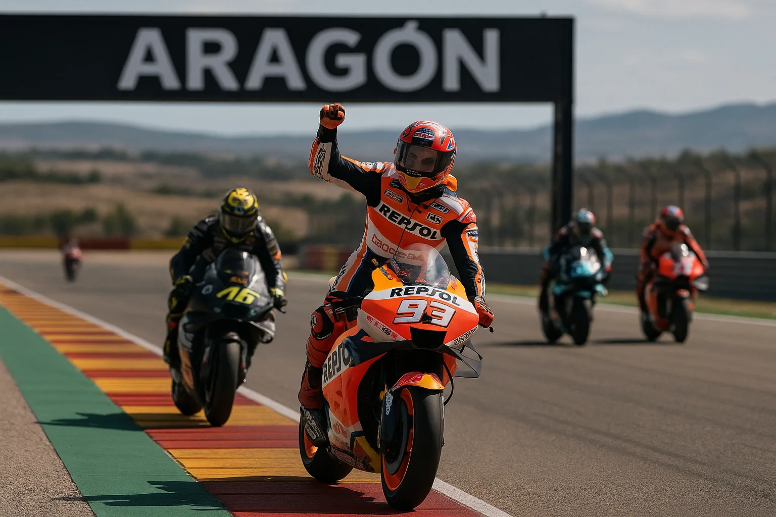 Marc Marquez fa doppietta ad Aragona: ottavo successo nel suo circuito prediletto, Bezzecchi sul podio