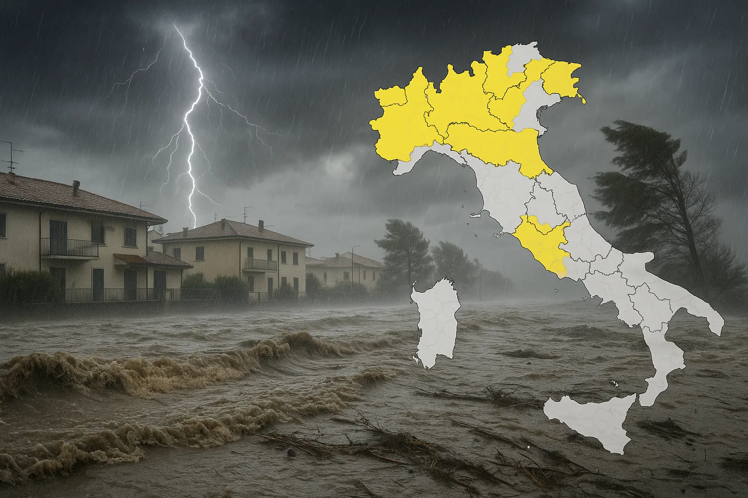 Maltempo sull'Italia: temporali, fulmini e venti fino a 110 km/h. Le regioni in allerta