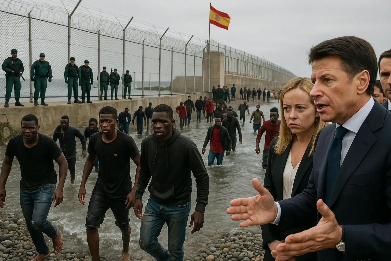 Ceuta, il caos migranti spacca l'Europa: Meloni vs Sánchez e il braccio di ferro su Schengen