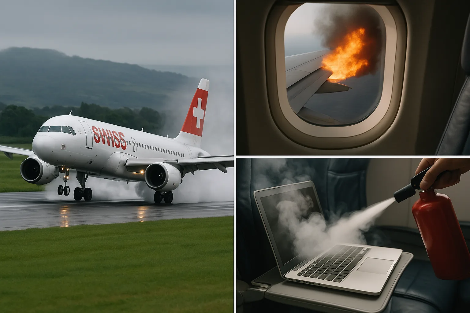 Incidenti aerei: odore chimico su Swiss, laptop in fiamme su American Airlines, turiste travolte dal getto