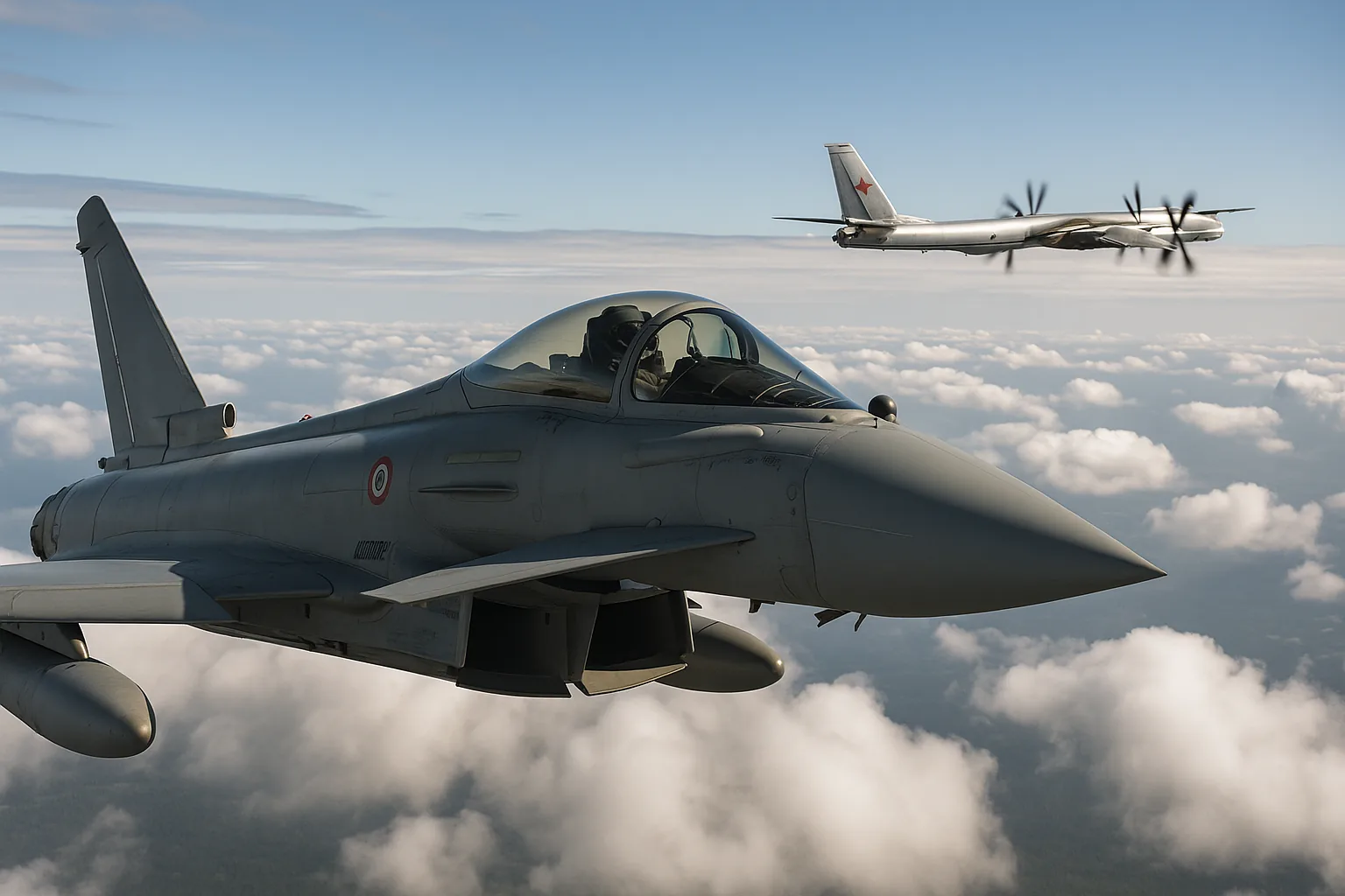 Eurofighter italiani intercettano jet russi: la risposta Nato dalla base di Šiauliai (2)