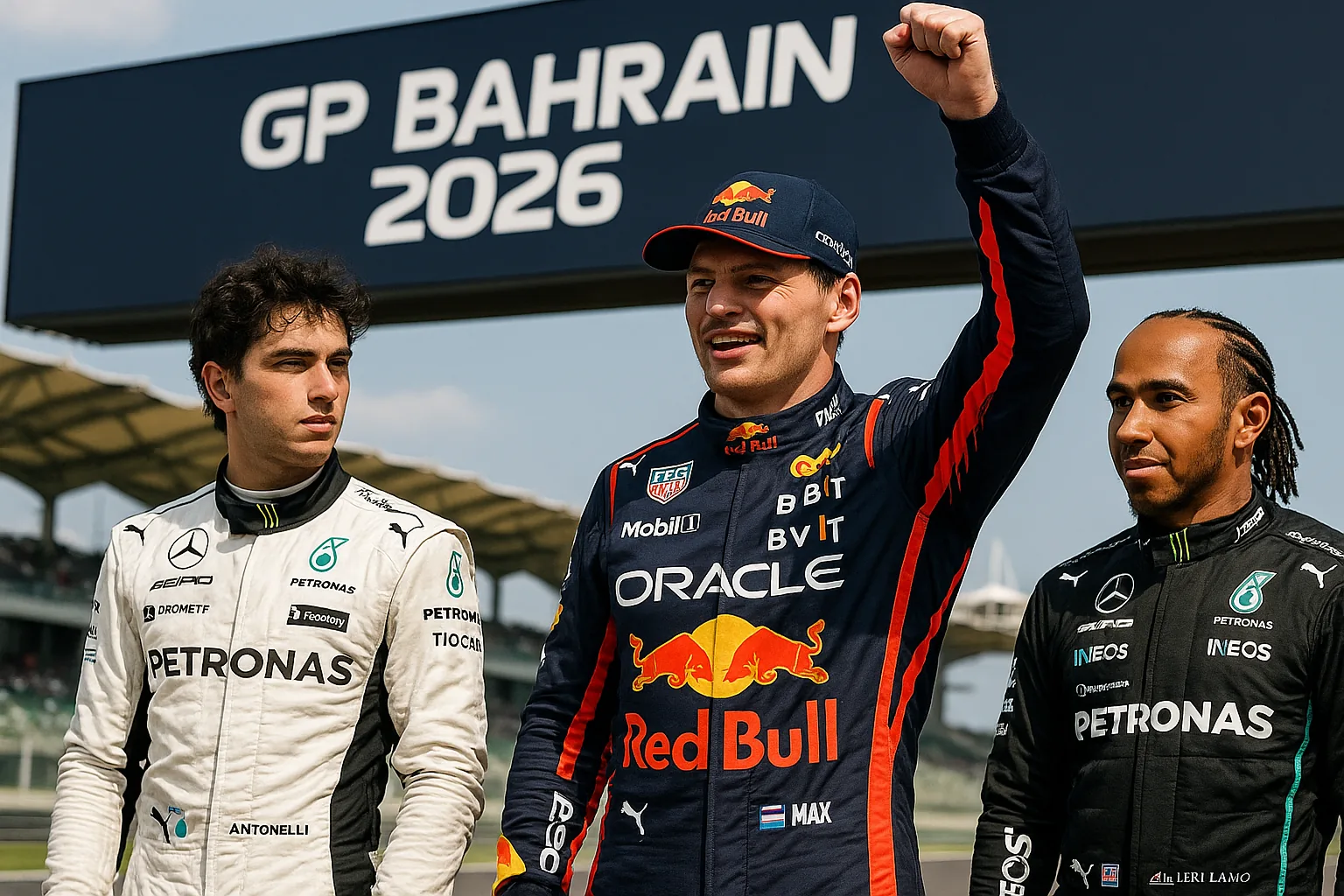 Max Verstappen vince il GP Bahrain 2026 a Sepang, Antonelli secondo, Hamilton terzo