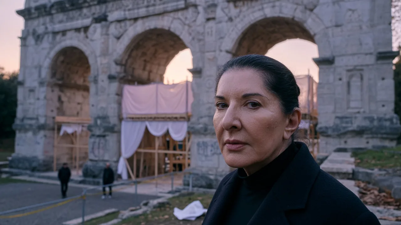 Marina Abramović a Roma: 'Confession', l'opera con l'asino sotto l'Arco di Giano
